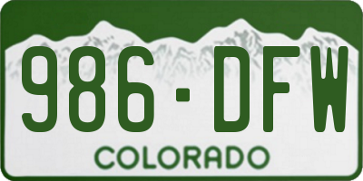 CO license plate 986DFW