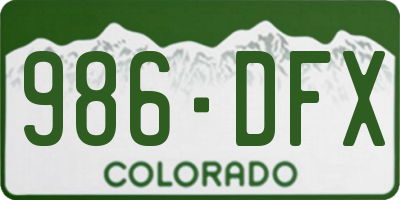 CO license plate 986DFX