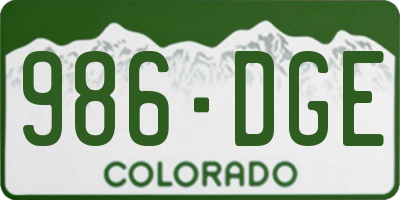CO license plate 986DGE