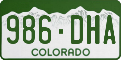 CO license plate 986DHA