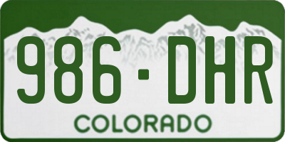 CO license plate 986DHR