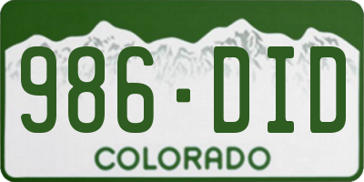 CO license plate 986DID
