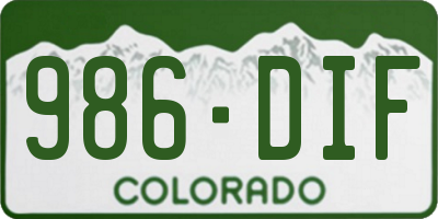CO license plate 986DIF
