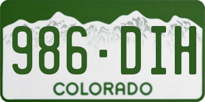 CO license plate 986DIH