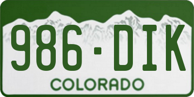CO license plate 986DIK