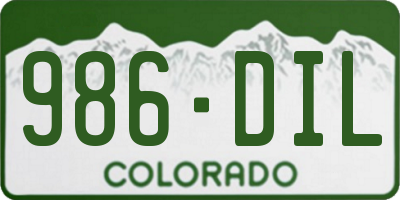 CO license plate 986DIL
