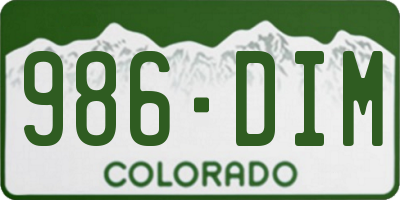 CO license plate 986DIM
