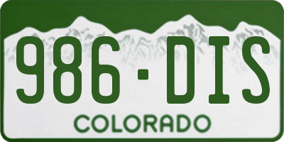 CO license plate 986DIS