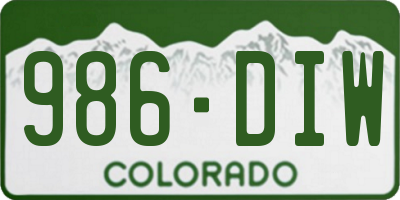 CO license plate 986DIW