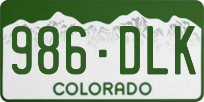 CO license plate 986DLK