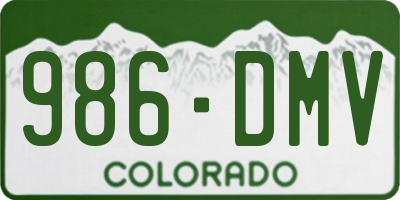 CO license plate 986DMV