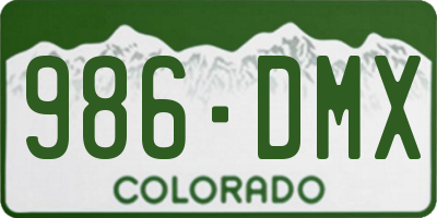 CO license plate 986DMX