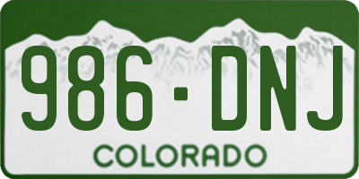 CO license plate 986DNJ