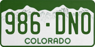 CO license plate 986DNO