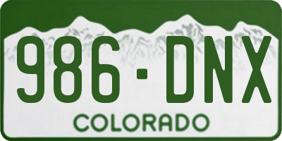 CO license plate 986DNX