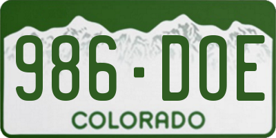 CO license plate 986DOE