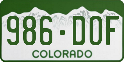 CO license plate 986DOF