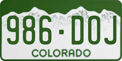 CO license plate 986DOJ