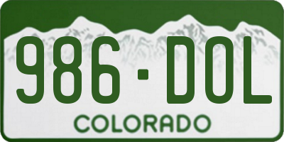 CO license plate 986DOL