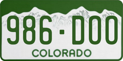 CO license plate 986DOO