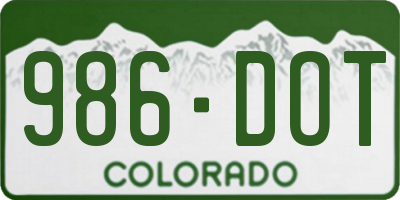 CO license plate 986DOT