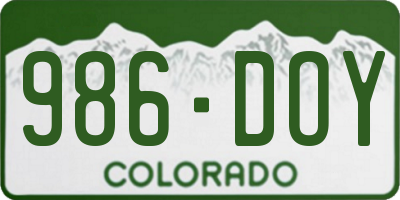 CO license plate 986DOY