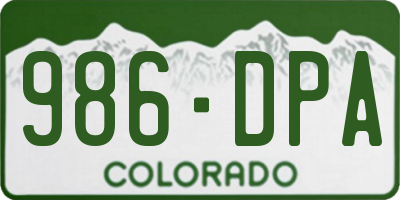CO license plate 986DPA