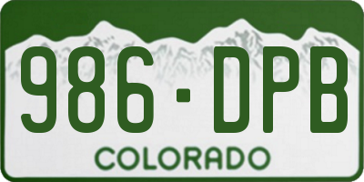 CO license plate 986DPB