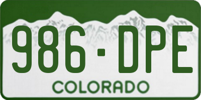 CO license plate 986DPE