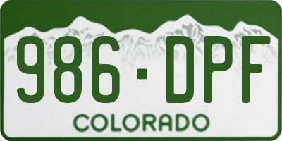 CO license plate 986DPF