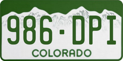 CO license plate 986DPI