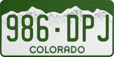 CO license plate 986DPJ