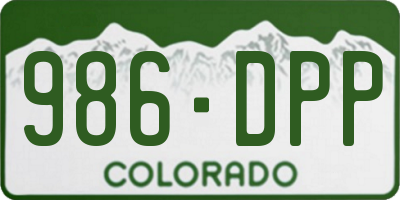 CO license plate 986DPP
