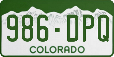CO license plate 986DPQ