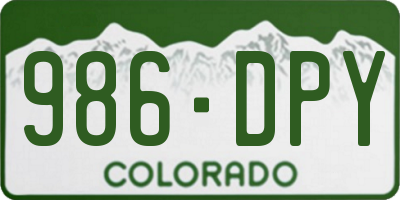 CO license plate 986DPY