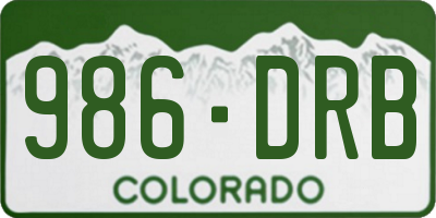 CO license plate 986DRB
