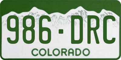 CO license plate 986DRC