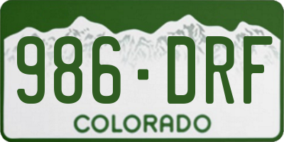 CO license plate 986DRF