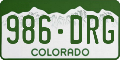 CO license plate 986DRG