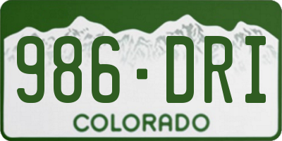 CO license plate 986DRI