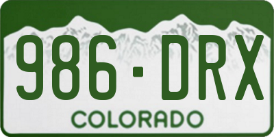 CO license plate 986DRX