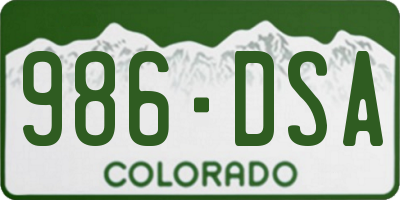 CO license plate 986DSA