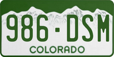 CO license plate 986DSM