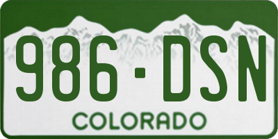CO license plate 986DSN