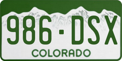 CO license plate 986DSX