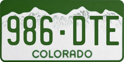 CO license plate 986DTE