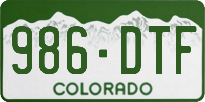 CO license plate 986DTF