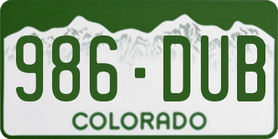 CO license plate 986DUB