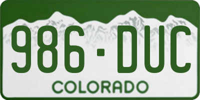 CO license plate 986DUC