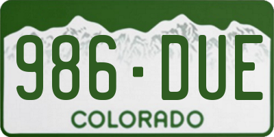 CO license plate 986DUE